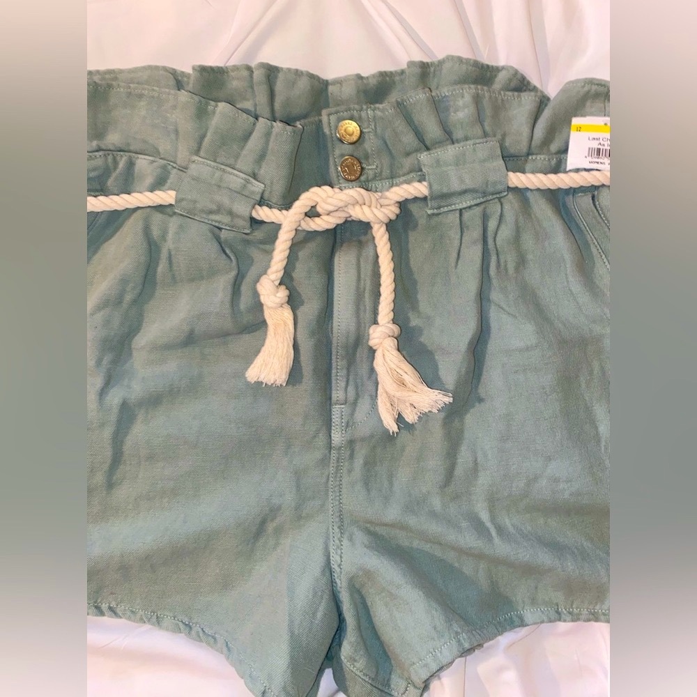 Veronica Beard Mint High Waist Shorts with Rope Belt